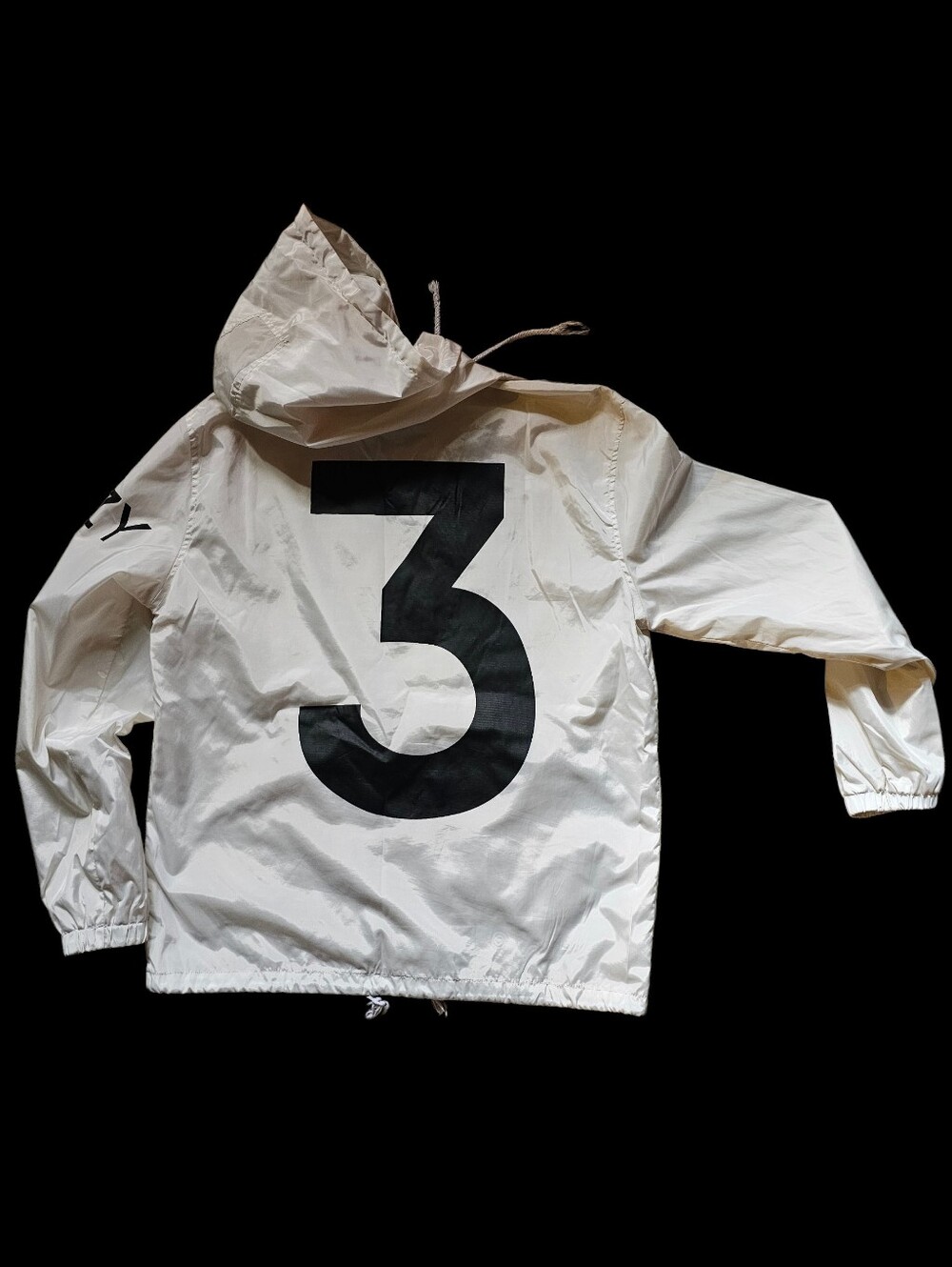 Yeezus Tour White Hooded Windbreaker Jacket with Bold Sleeve Logo - Picture 2 of 9
